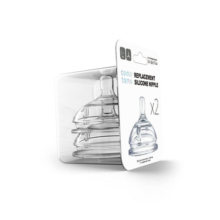 Comotomo - Natural Teat Silicone Nipples (Variable Flow), 6+, Y-Cut, 2 pcs