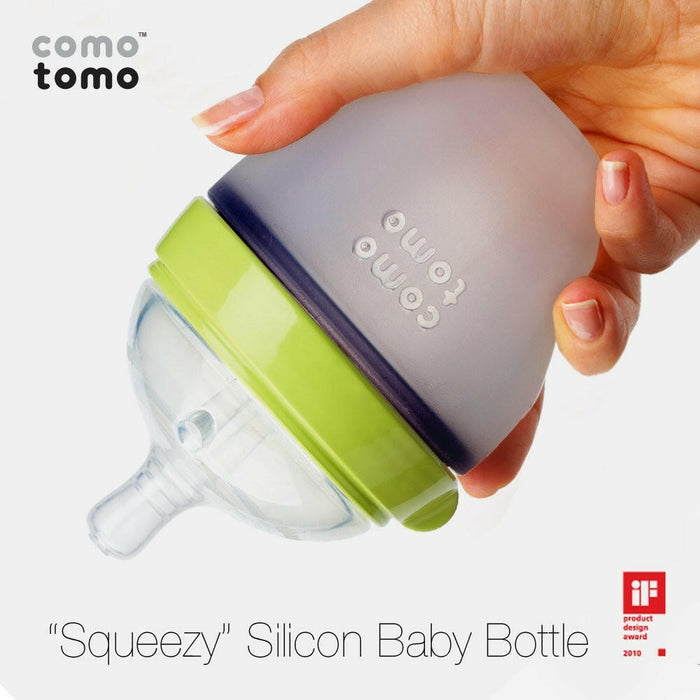 Comotomo Natural Feel Baby Bottle, 150 ml - Green.