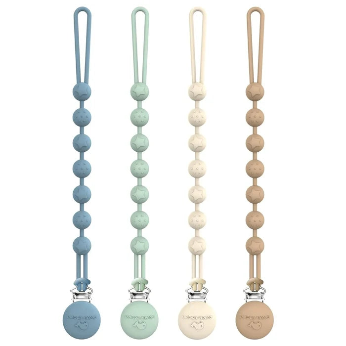 Cuddle Campus Silicone Pacifier Clip Holder One Piece Design Unisex - 4 Pack (6 Months+)