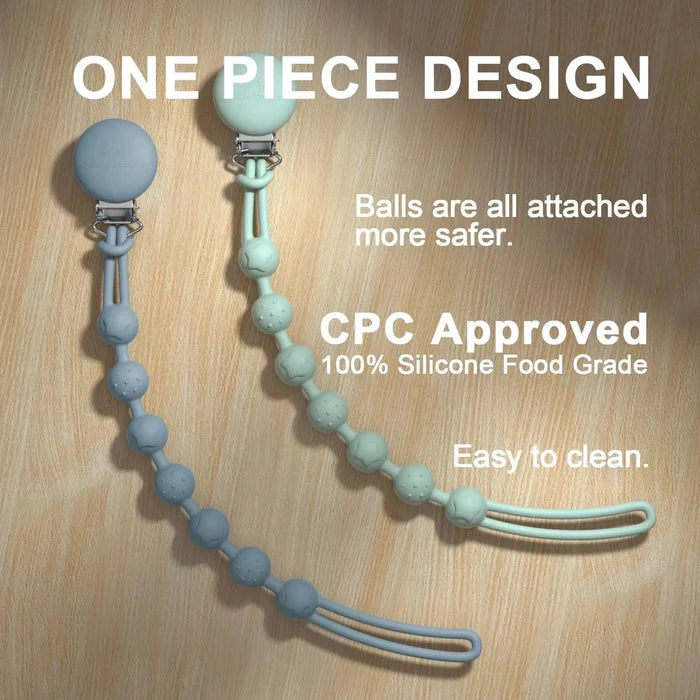 Cuddle Campus Silicone Pacifier Clip Holder One Piece Design Unisex - 4 Pack (6 Months+)