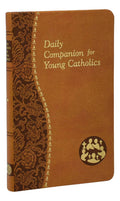 Brown book titled 'Daily Companion for Young Catholics' with decorative cover