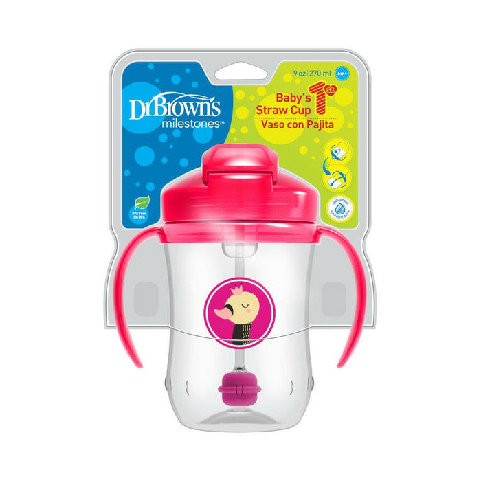 Baby Straw Cup by Dr. Brown, 270 ml, 6m+,pink.