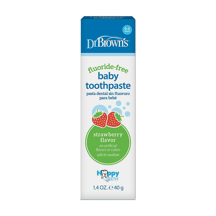 Dr. Brown’s Fluoride-Free Baby Toothpaste, Safe to Swallow, Strawberry, 1-Pack, 1.4oz/40g, 0-3 years.