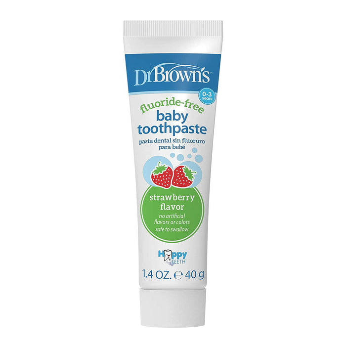 Dr. Brown’s Fluoride-Free Baby Toothpaste, Safe to Swallow, Strawberry, 1-Pack, 1.4oz/40g, 0-3 years.