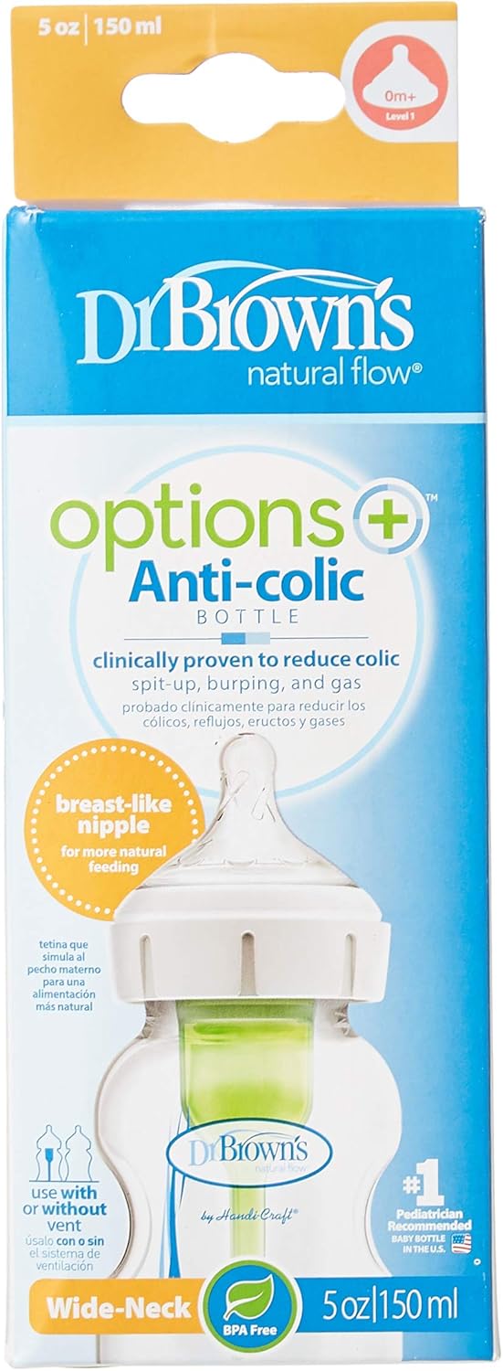 Dr Browns Plastic Wide-Neck Options+ Bottle, 1 Pack, 150ml