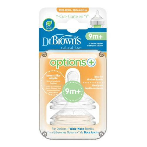 Dr. Brown’s Y-Cut Wide-Neck Silicone Options+ Nipple, 2-Pack, 9m+