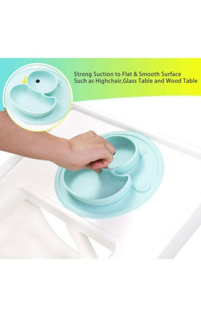 Duck Dishes for Kids and Infants One-Piece Strong Suction, BPA Free, Microwave Dishwasher Safe.