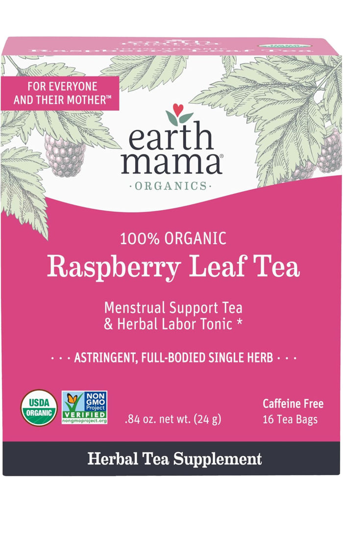 Earth Mama Organic Raspberry Leaf Tea Bags for Pregnancy & Postpartum Care Recovery