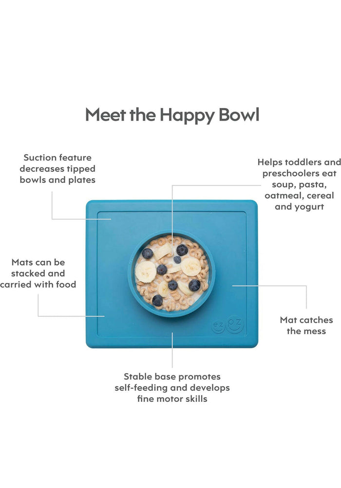 ezpz Happy Bowl - 100% Silicone Suction Bowl with Built-in Placemat.