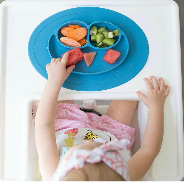 ezpz Mini Mat Silicone Suction Plate with Built (Blue).
