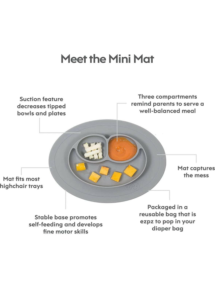 ezpz Mini Mat Silicone Suction Plate with Built (Blush).