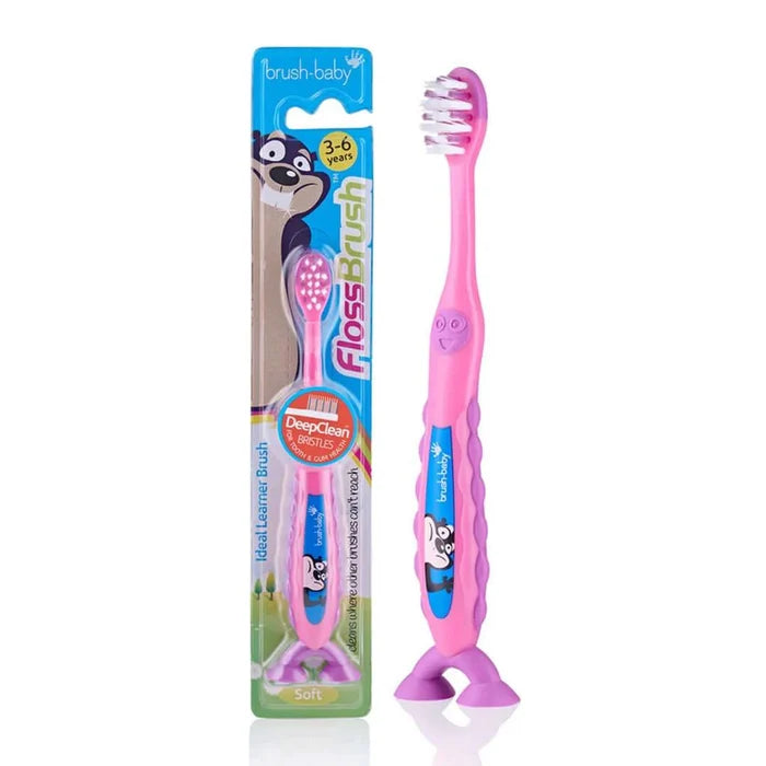 Floss Brush by Brush-Baby, 3-6 Years Old, Pink.