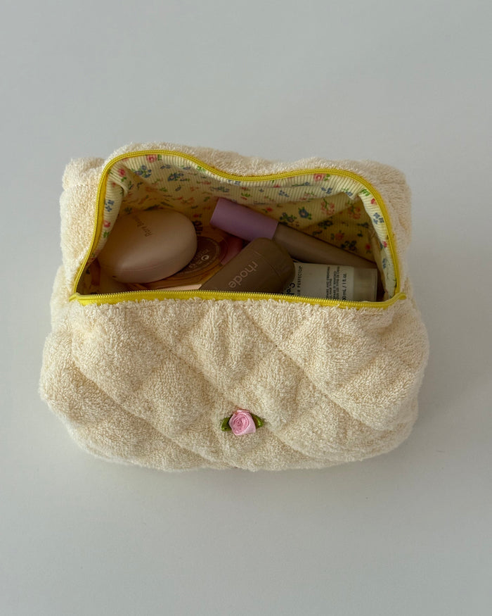 Fluffy yellow makeup bag
