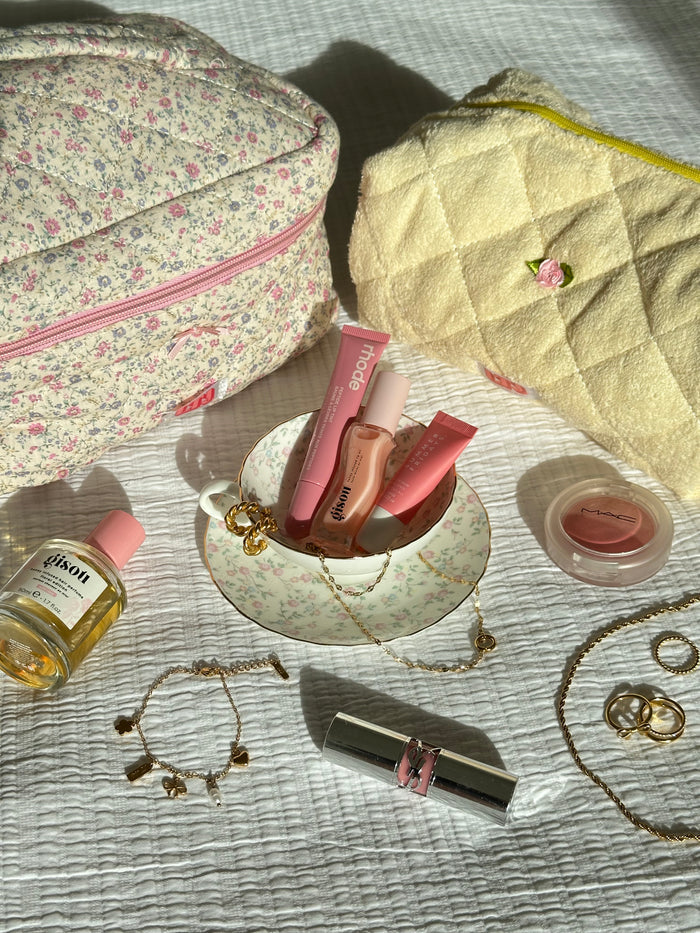 Fluffy yellow makeup bag