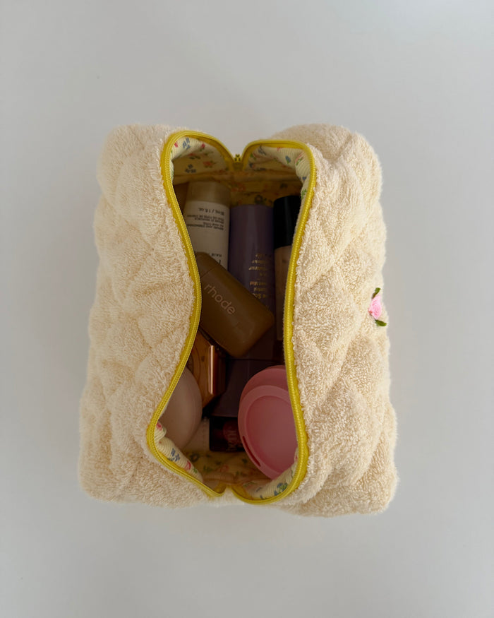Fluffy yellow makeup bag
