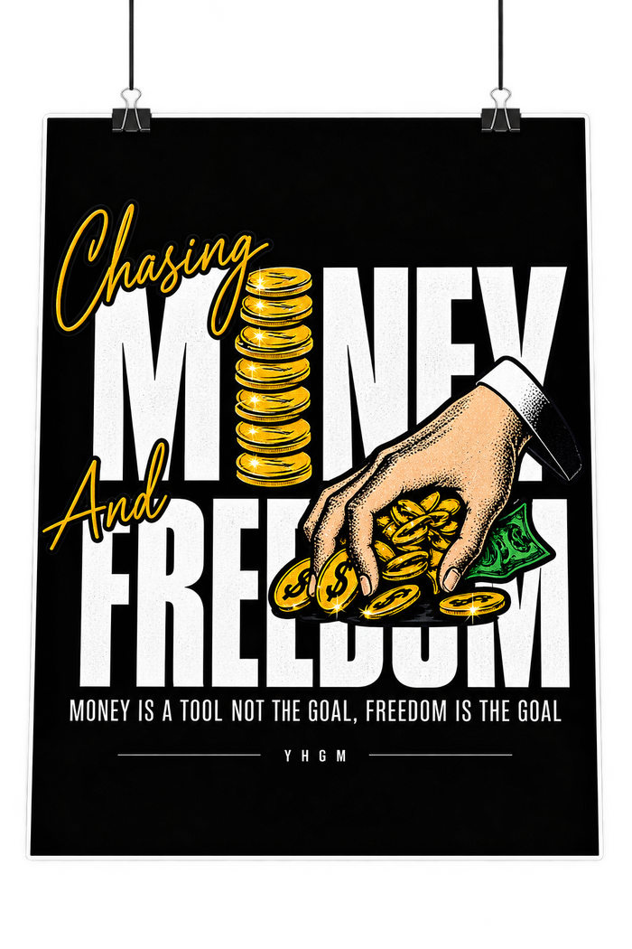 YHGM Freedom Over Fortune motivational wall art poster, photo 1