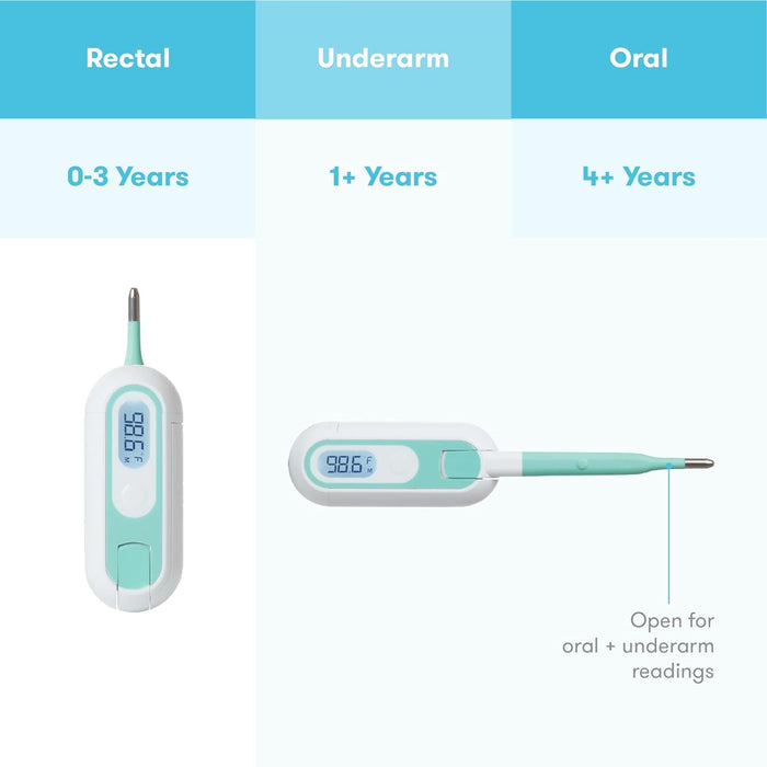 Frida Baby 3-in-1 True Temp Digital Thermometer for Fevers, Babies & Kids (Rectal, Underarm + Oral)