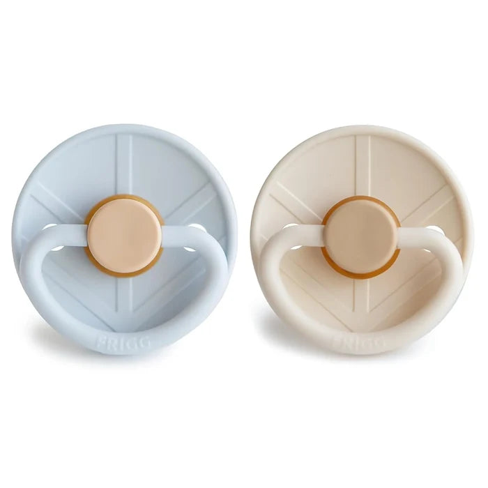 FRIGG Viking Latex Baby Pacifier Size 1 (0-6Months 2 Pack Powder Blue/Cream)