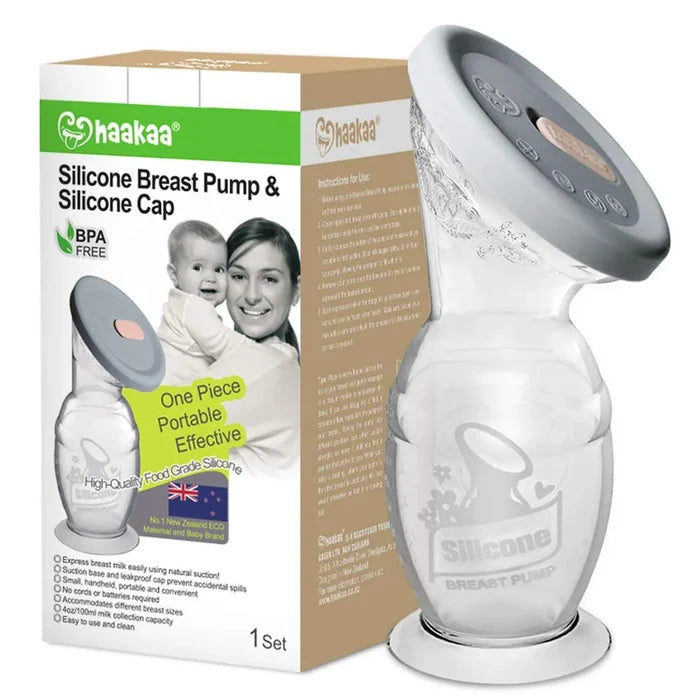 Haakaa Silicone Breast Pump with Suction Base & Silicone Cap (100ml)