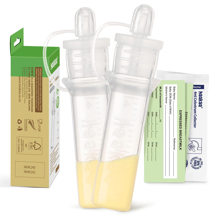 Haakaa Silicone Colostrum Collector Set, Pre-Sterilized (4ml, 2pcs)