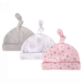Hudson Baby 3pcs Knot Hat (0-6M), Cloud Mobile Pink