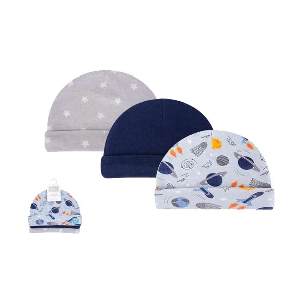 Hudson Baby Baby Cap Cotton 3 pcs, Space