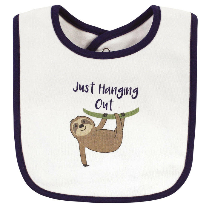 Hudson Baby Infant Boy Cotton Bib and Sock Set, Sloth, One Size