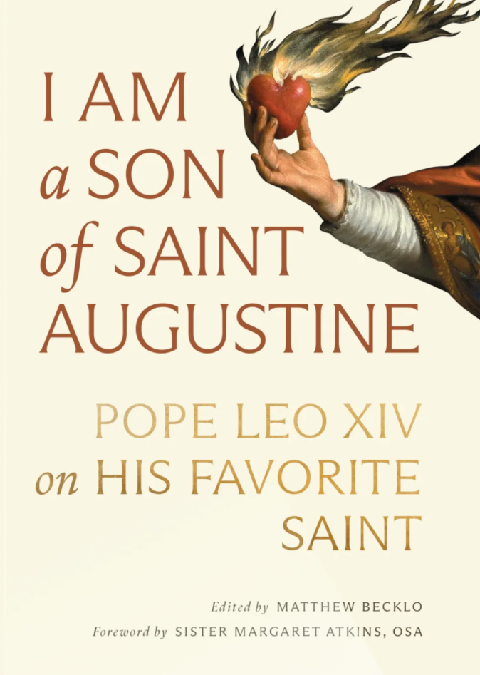 Book cover of 'I Am a Son of Saint Augustine' with hand holding heart on fire.