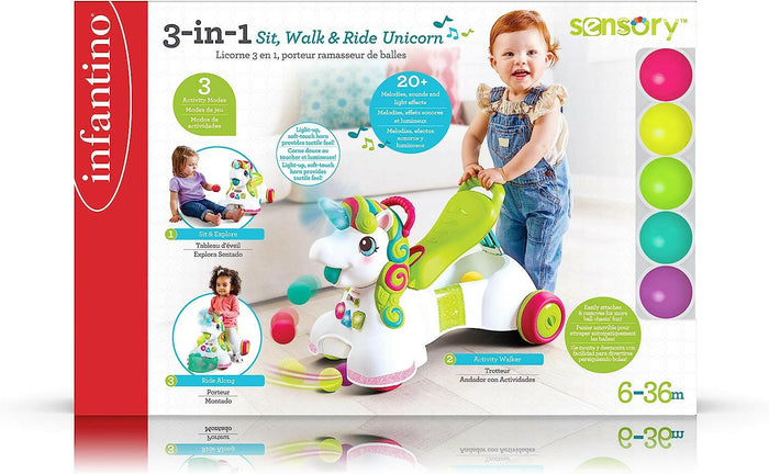 Infantino 3-In-1 Sit, Walk & Ride Unicorn.