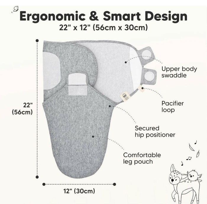 3-Pack Organic Baby Swaddle Sleep Sacks - 0-3 Months.