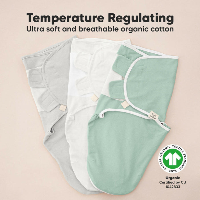 Keababies 3-Pack Organic Baby Swaddle Sleep Sacks - 0-3 Months