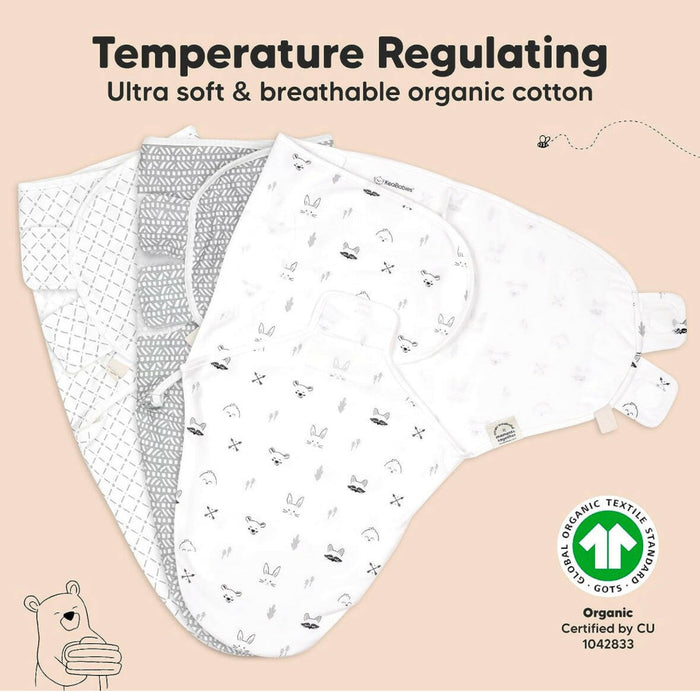 3-Pack Organic Baby Swaddle Sleep Sacks By Keababies.