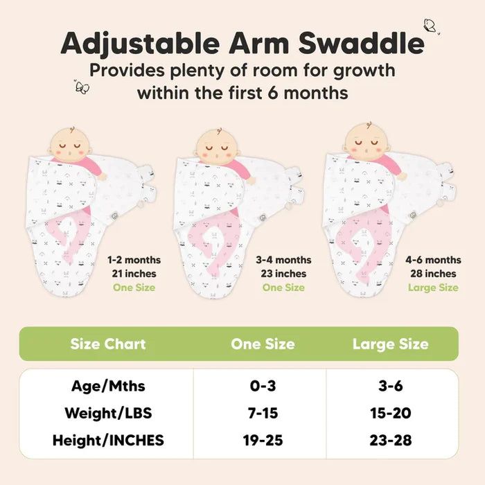 3-Pack Soothe Swaddle Wraps, Blossom 3-6 Months.