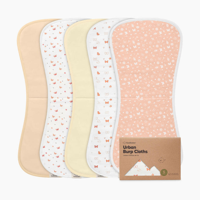 Keababies 5-Pack Urban Burp Cloths (Butterflies)