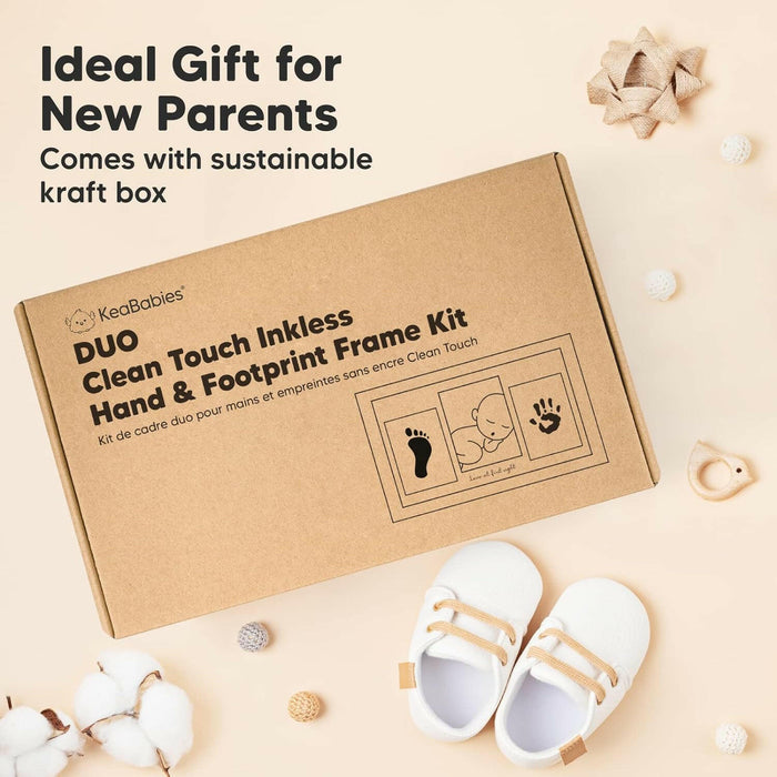 Keababies Duo Clean Touch Inkless Hand & Footprint Frame Kit (Alpine White)