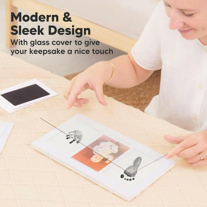 Keababies Duo Clean Touch Inkless Hand & Footprint Frame Kit (Alpine White)