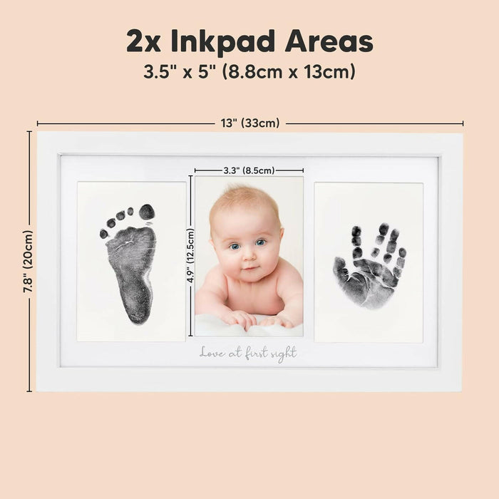 Keababies Duo Clean Touch Inkless Hand & Footprint Frame Kit (Alpine White)