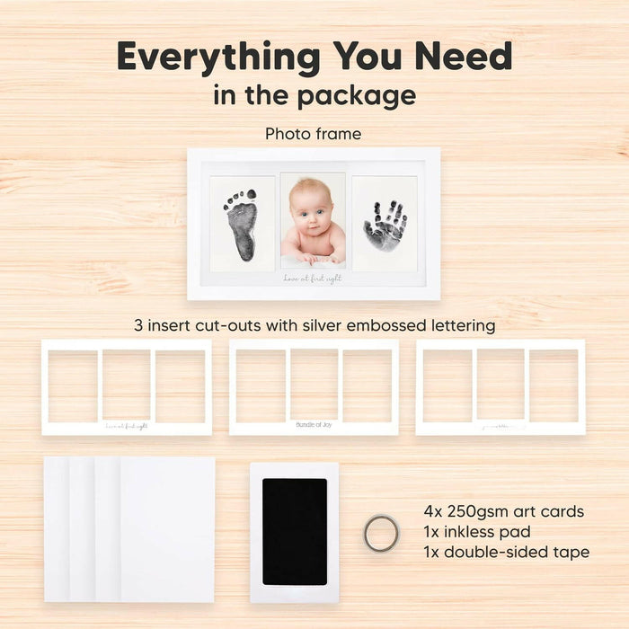 Keababies Duo Clean Touch Inkless Hand & Footprint Frame Kit (Alpine White)