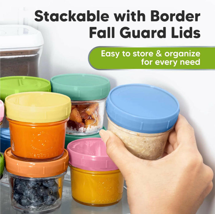 KeaBabies 12-Pack Glass Baby Food Containers - 4 oz Leak-Proof.