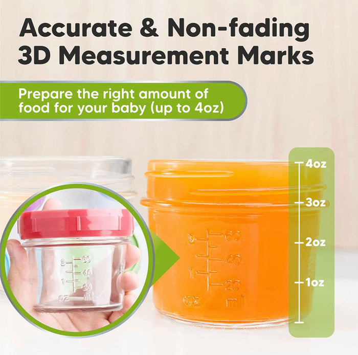 KeaBabies 6-Pack Glass Baby Food Containers - 4 oz.