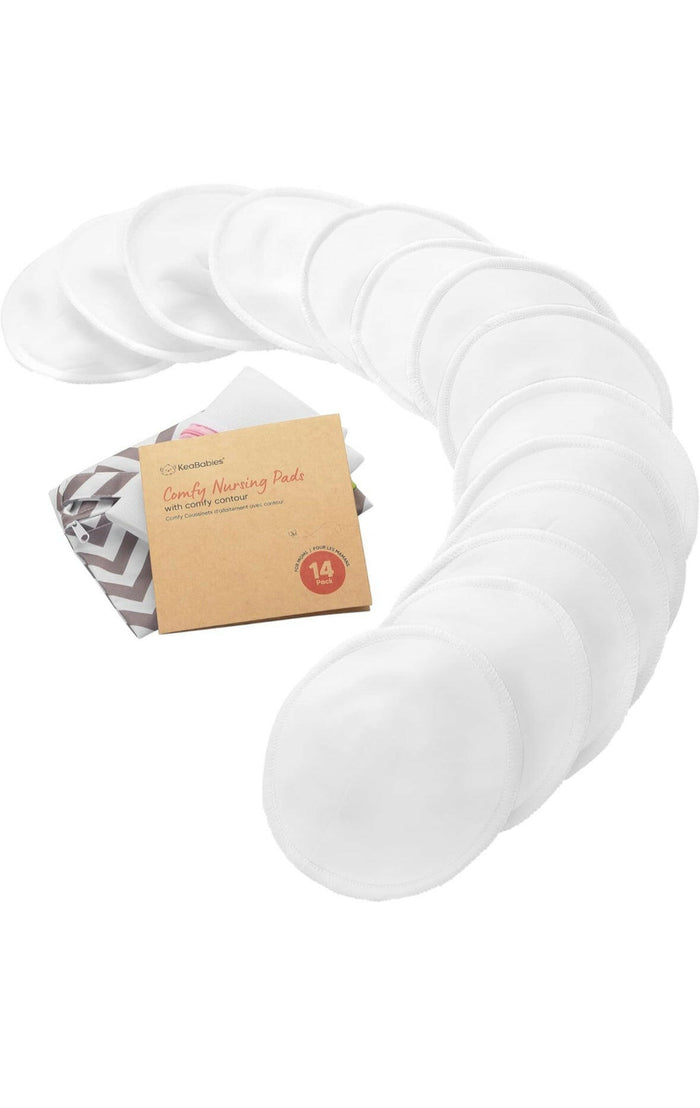 Organic Bamboo Nursing Breast Pads - 14 Washable Pads + Wash Bag