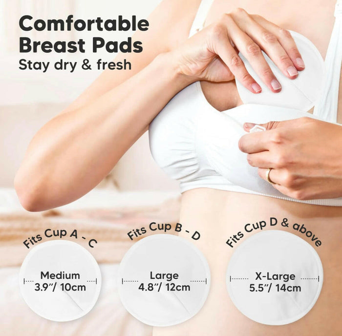 Organic Bamboo Nursing Breast Pads - 14 Washable Pads + Wash Bag