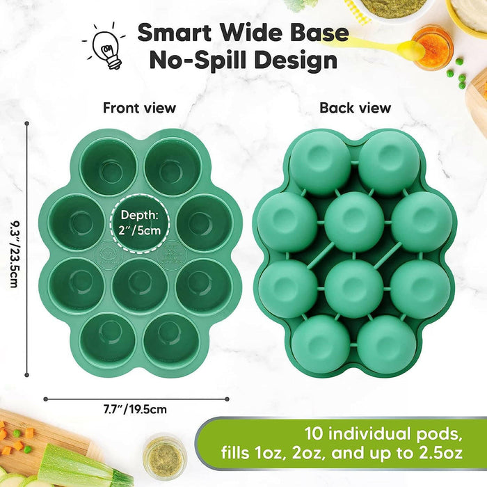 KeaBabies Prep Silicone Food Tray - Alpine Green.
