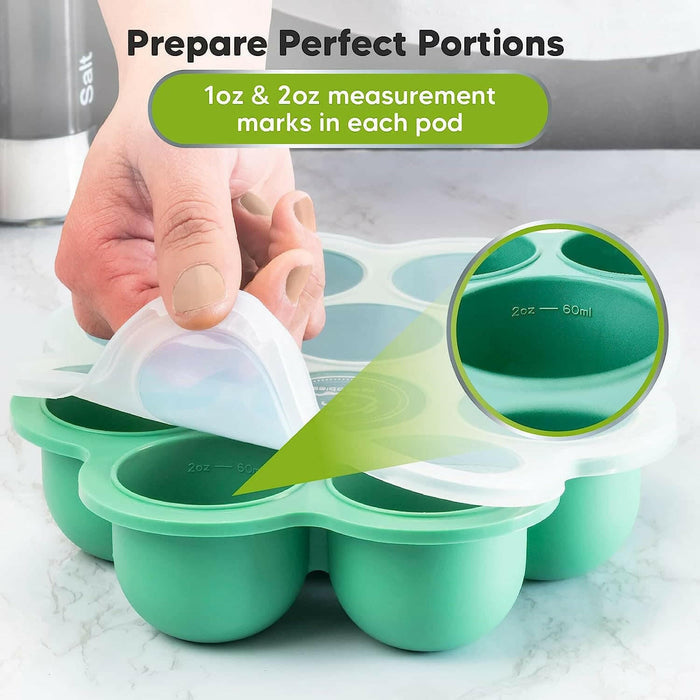 KeaBabies Prep Silicone Food Tray - Alpine Green.