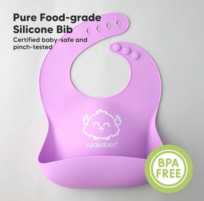 2-Pack Baby Silicone Bibs, Waterproof.