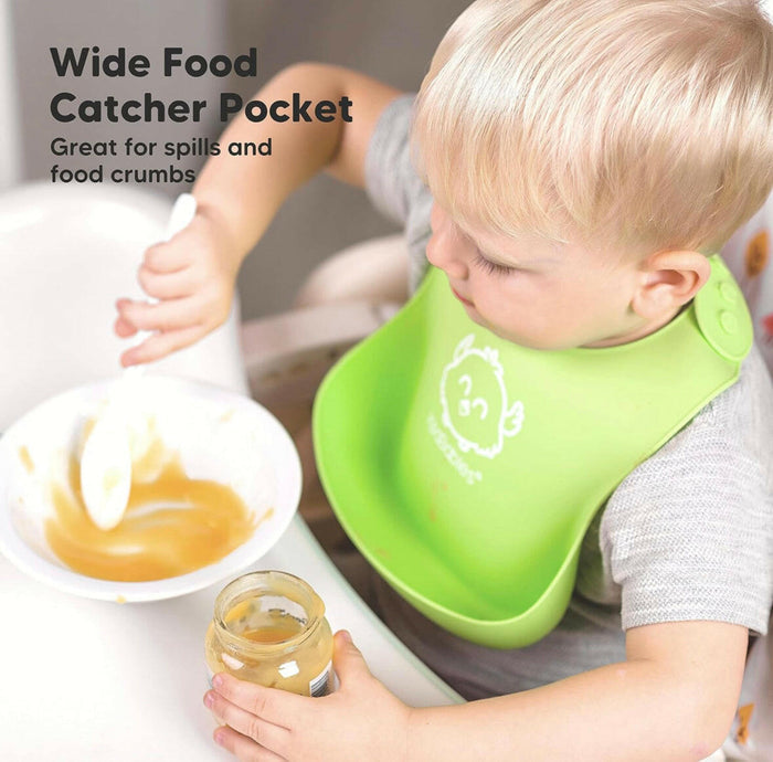2-Pack Baby Silicone Bibs, Waterproof.