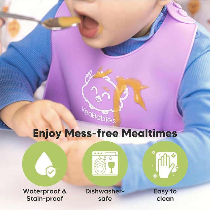 2-Pack Baby Silicone Bibs, Waterproof.