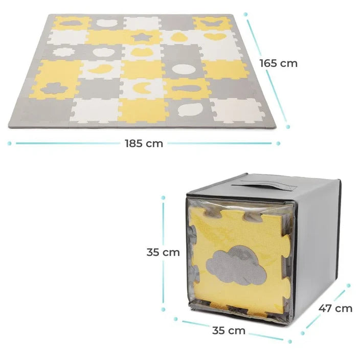 Kinderkraft Foam Mat Puzzels Luno Shapes (Yellow) 165*185cm