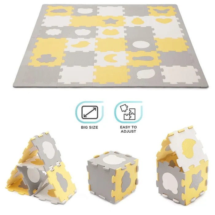 Kinderkraft Foam Mat Puzzels Luno Shapes (Yellow) 165*185cm