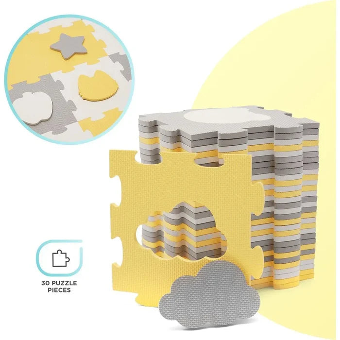 Kinderkraft Foam Mat Puzzels Luno Shapes (Yellow) 165*185cm